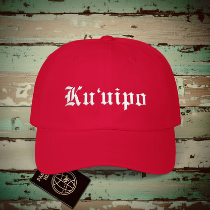 Black and White Ku'uipo (Hawaiian Jewelry Style) Embroidered Dad Hat Cranberry / One size