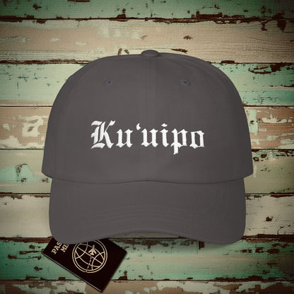 Black and White Ku'uipo (Hawaiian Jewelry Style) Embroidered Dad Hat Dark Grey / One size