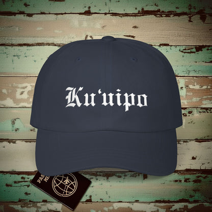 Black and White Ku'uipo (Hawaiian Jewelry Style) Embroidered Dad Hat Navy / One size
