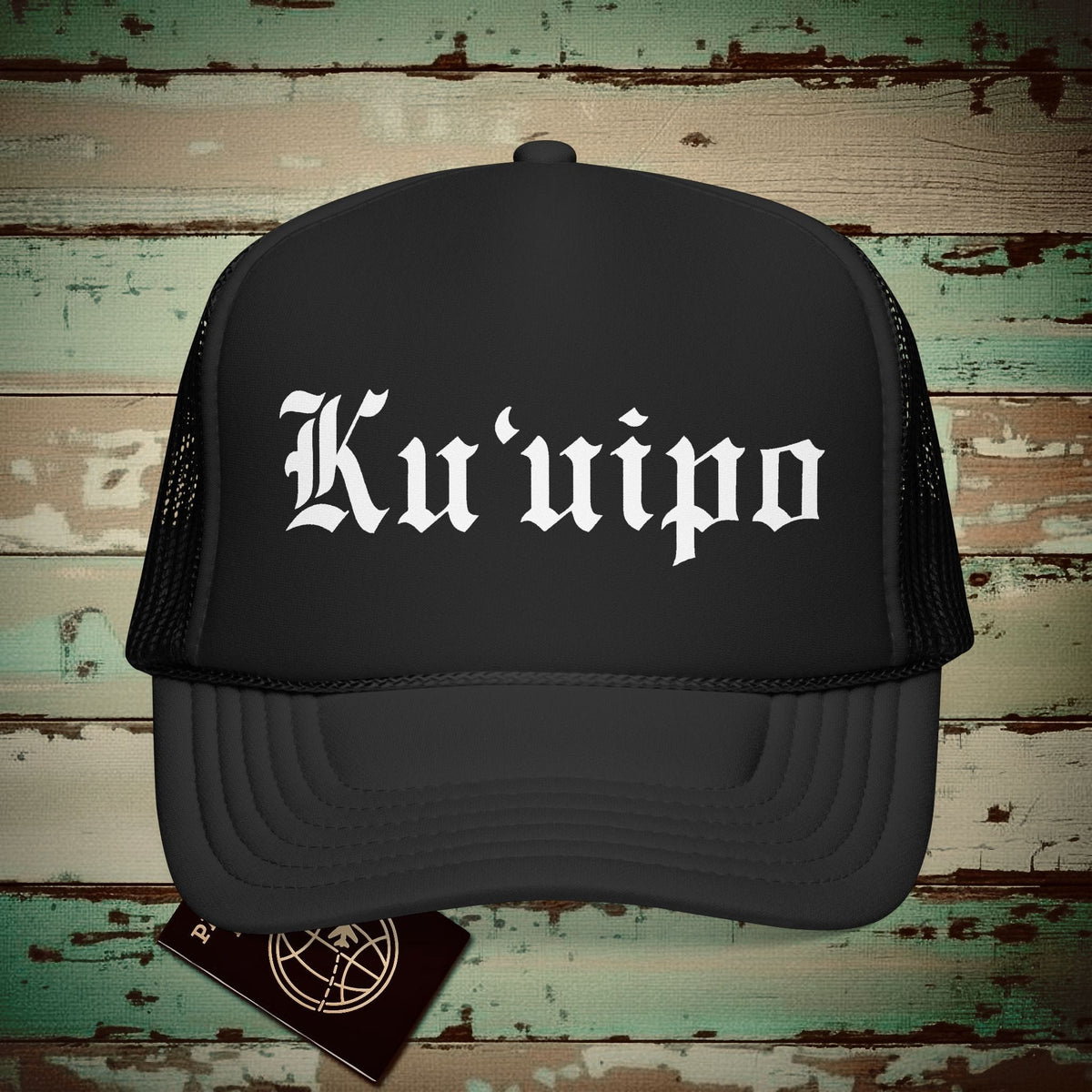 Black and White Ku'uipo (Hawaiian Jewelry Style) Trucker Hat Black / One size
