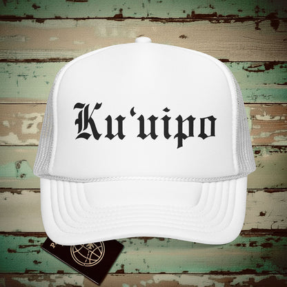 Black and White Ku'uipo (Hawaiian Jewelry Style) Trucker Hat White / One size