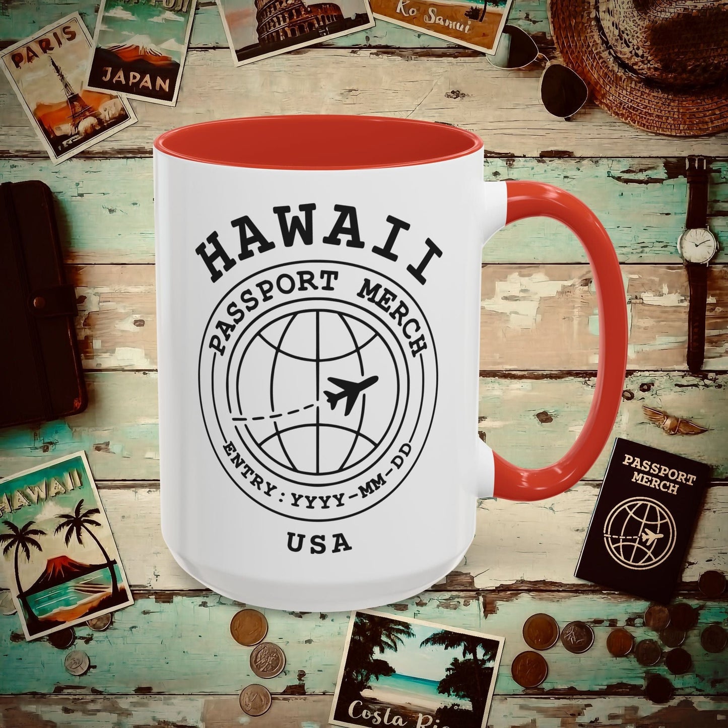 Brand Passport Stamp, Hawaii 15oz Mug Red / 15oz