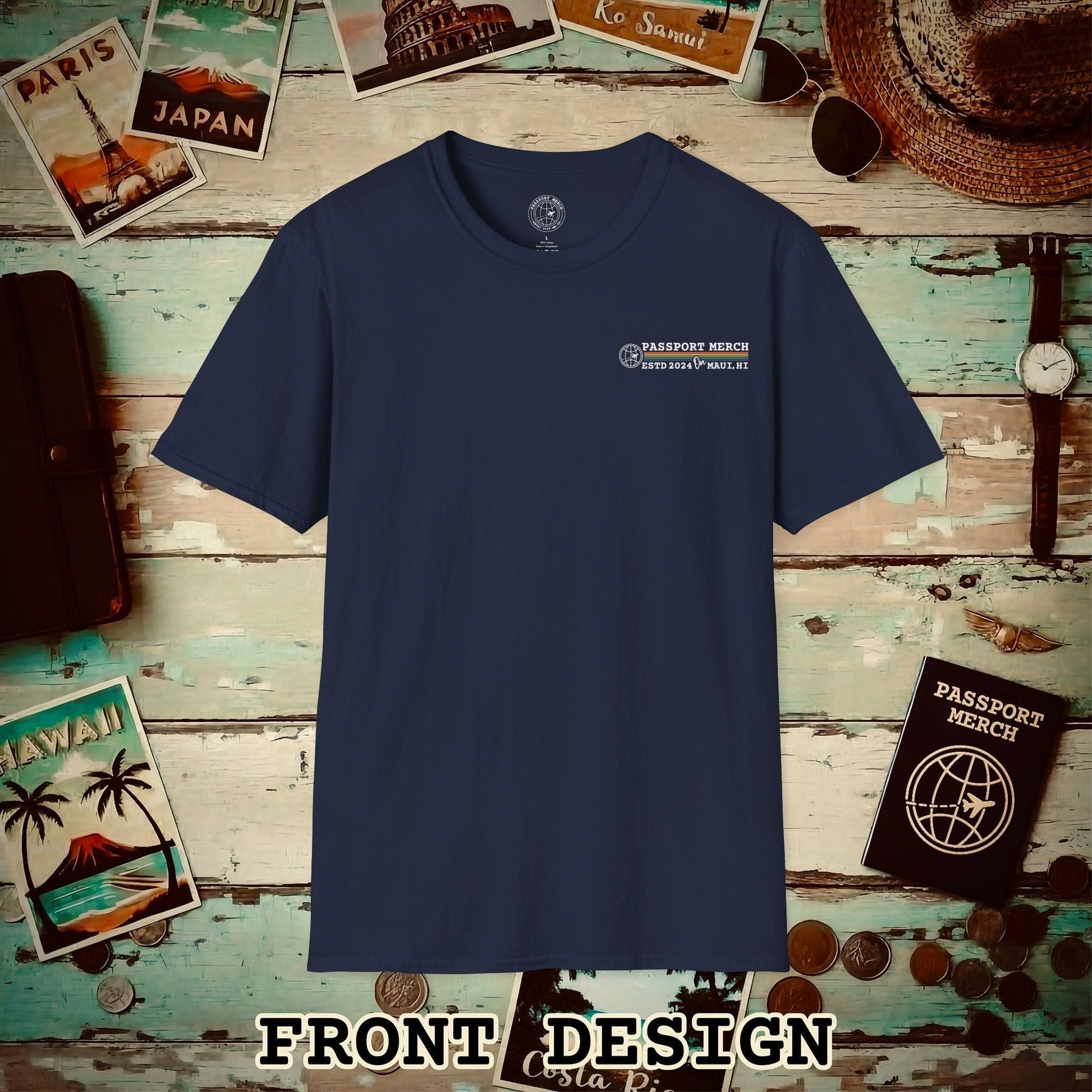 Brand Passport Stamp, Hawaii, Back Print T-Shirt