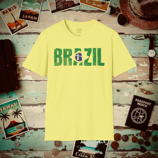 Brazil Patriotism Letter Flag T-Shirt Cornsilk / S