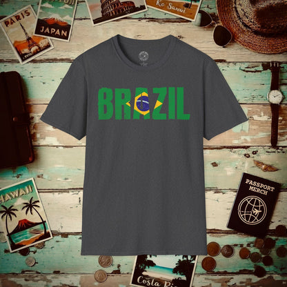 Brazil Patriotism Letter Flag T-Shirt Dark Heather / S