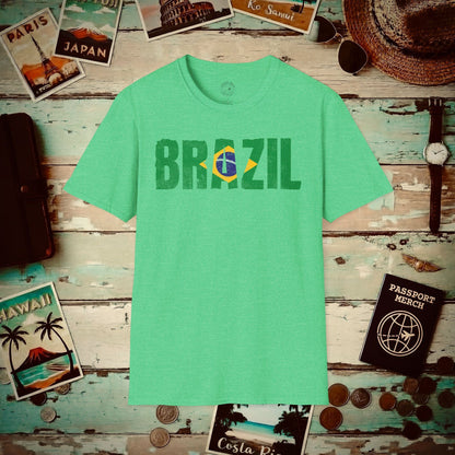 Brazil Patriotism Letter Flag T-Shirt Heather Irish Green / S