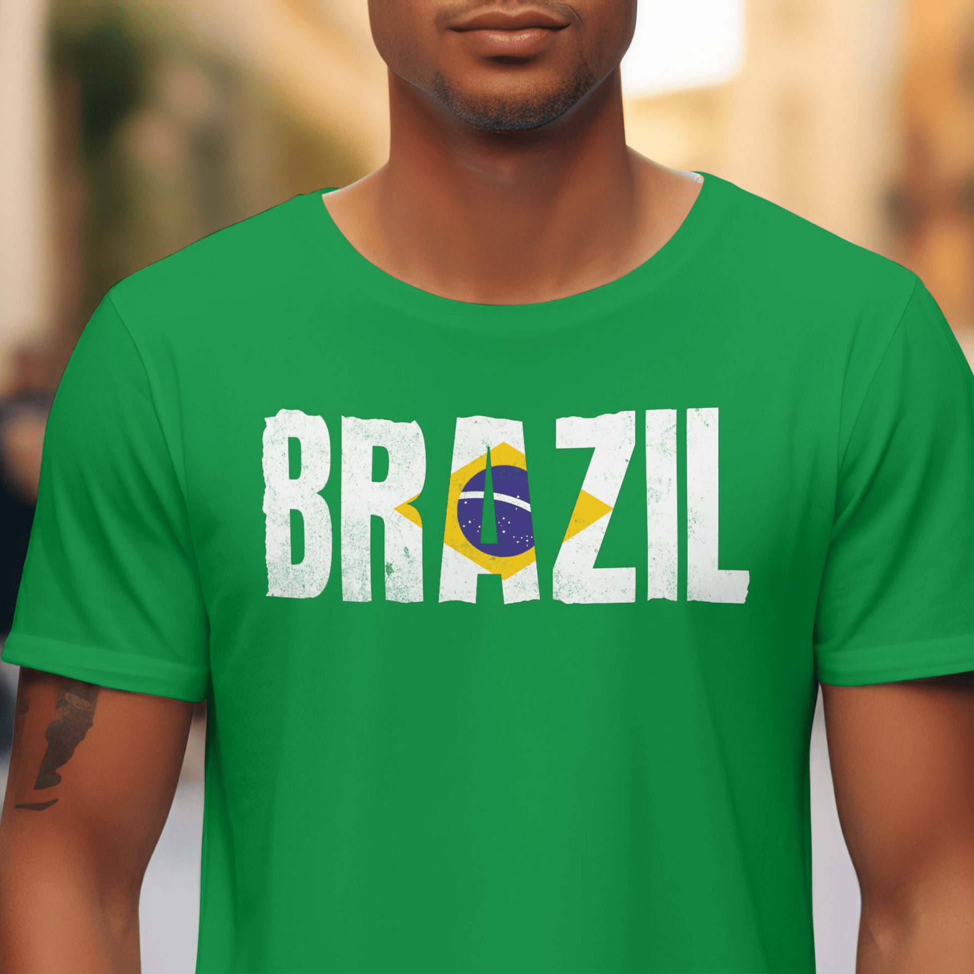 Brazil Patriotism Letter Flag T-Shirt Irish Green / S
