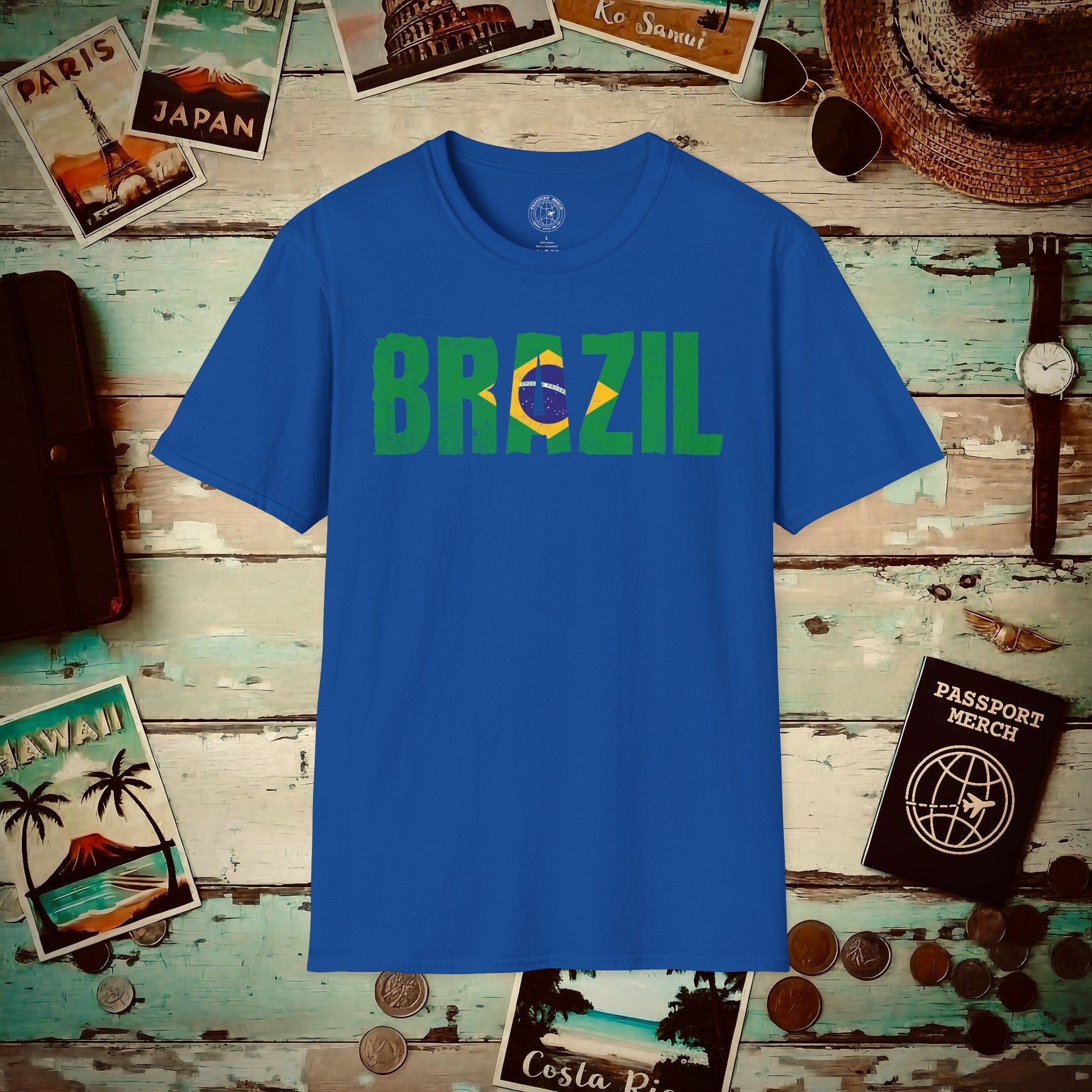 Brazil Patriotism Letter Flag T-Shirt Royal / S