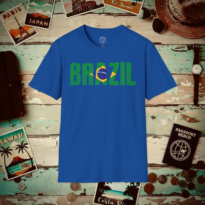 Brazil Patriotism Letter Flag T-Shirt Royal / S