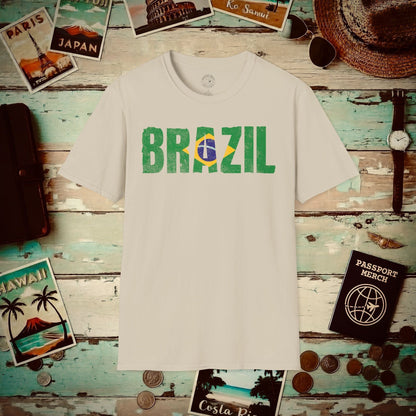 Brazil Patriotism Letter Flag T-Shirt Sand / S