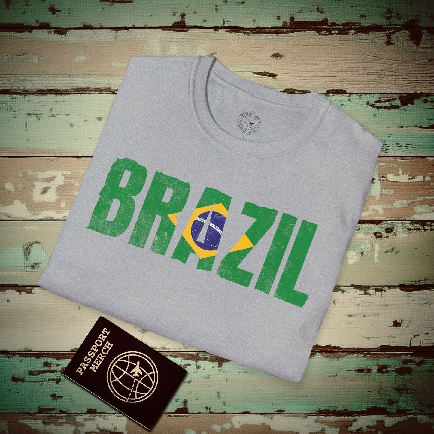 Brazil Patriotism Letter Flag T-Shirt Sport Grey / S