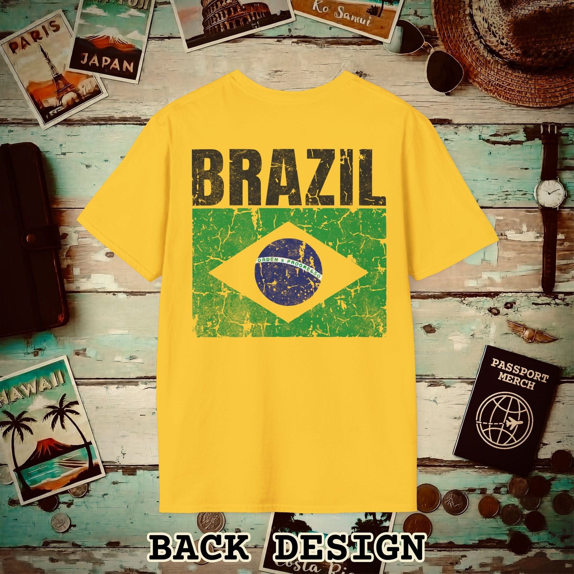 Brazil Vintage Flag Back Print T-Shirt Daisy / S
