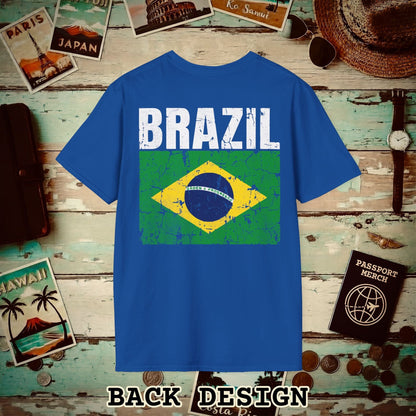 Brazil Vintage Flag Back Print T-Shirt Royal / S