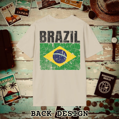 Brazil Vintage Flag Back Print T-Shirt Sand / S