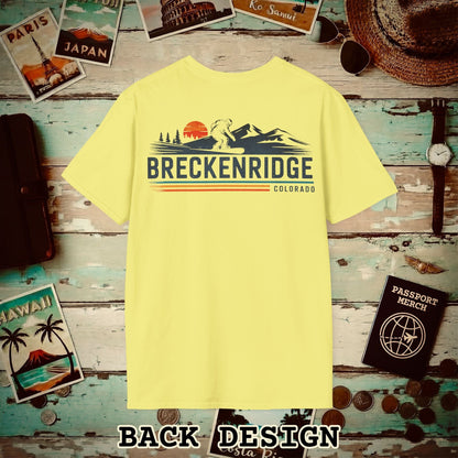 Breckenridge Colorado - Vibrant Ski Retro Back Print T-Shirt Cornsilk / S