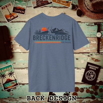 Breckenridge Colorado - Vibrant Ski Retro Back Print T-Shirt Heather Indigo / S