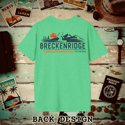 Breckenridge Colorado - Vibrant Ski Retro Back Print T-Shirt Heather Irish Green / S