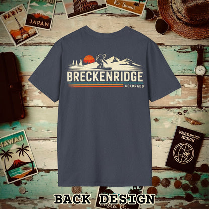 Breckenridge Colorado - Vibrant Ski Retro Back Print T-Shirt Heather Navy / S