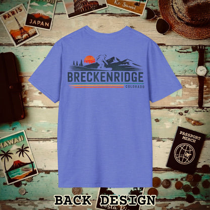Breckenridge Colorado - Vibrant Ski Retro Back Print T-Shirt Heather Royal / S