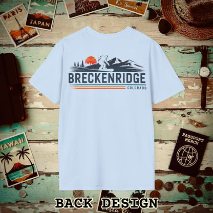 Breckenridge Colorado - Vibrant Ski Retro Back Print T-Shirt Light Blue / S