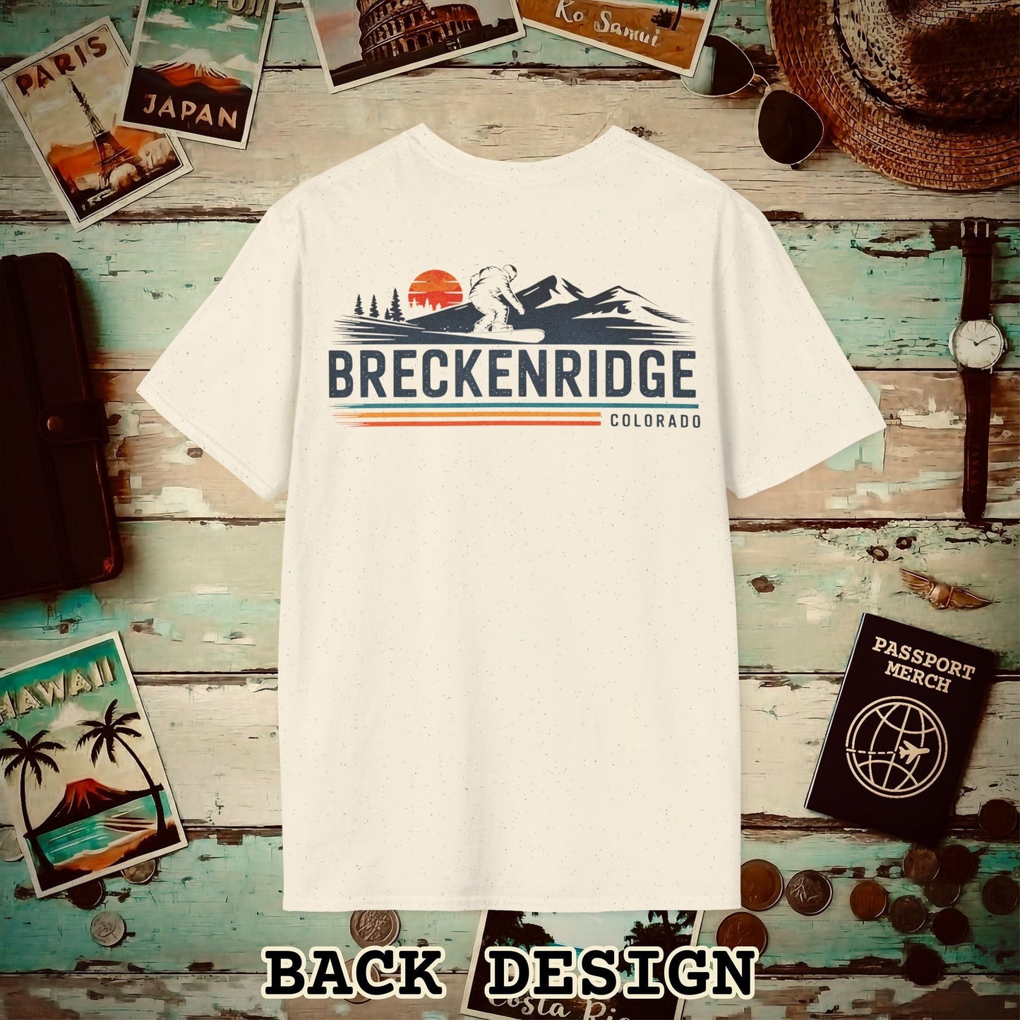 Breckenridge Colorado - Vibrant Ski Retro Back Print T-Shirt Natural / S