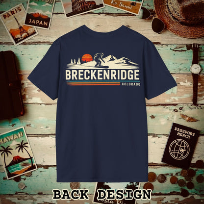 Breckenridge Colorado - Vibrant Ski Retro Back Print T-Shirt Navy / S