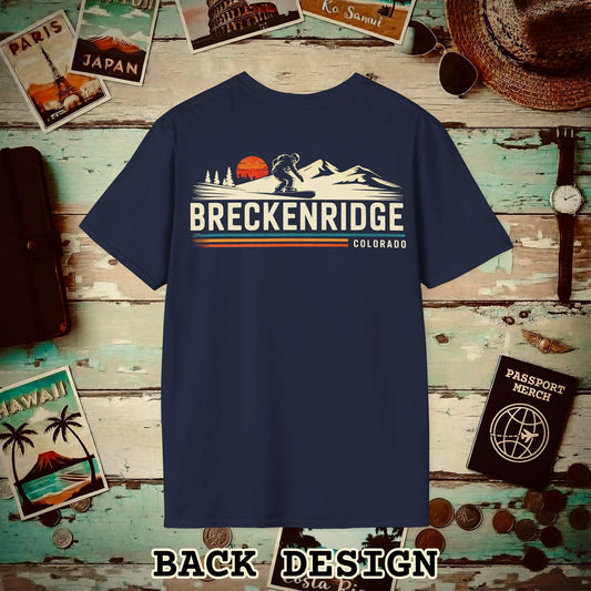 Breckenridge Colorado - Vibrant Ski Retro Back Print T-Shirt Navy / S