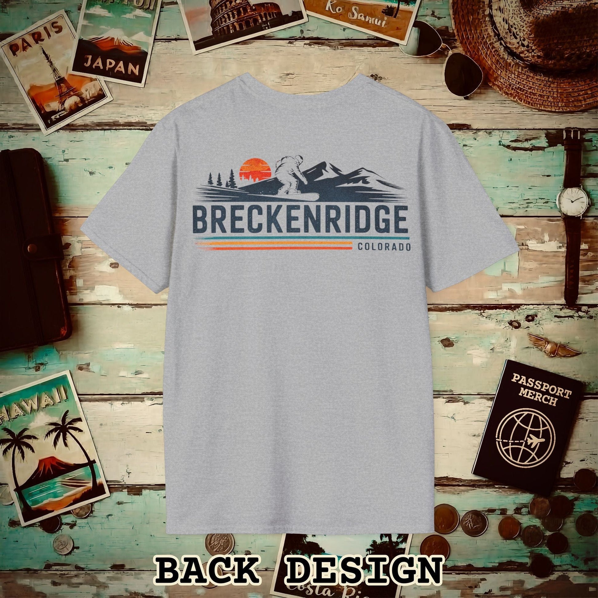 Breckenridge Colorado - Vibrant Ski Retro Back Print T-Shirt Sport Grey / S