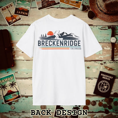 Breckenridge Colorado - Vibrant Ski Retro Back Print T-Shirt White / S