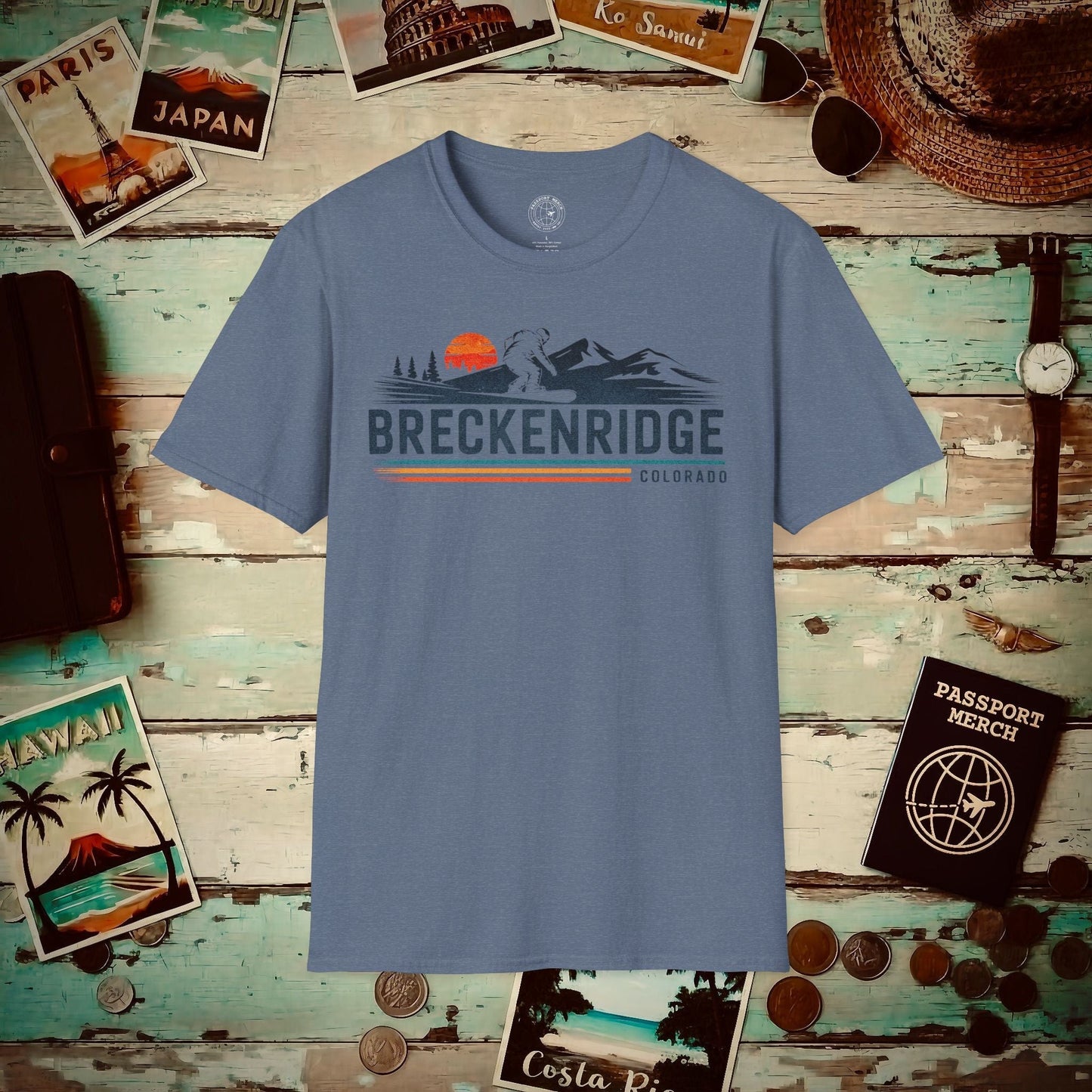 Breckenridge Colorado - Vibrant Ski Retro T-Shirt Heather Indigo / S