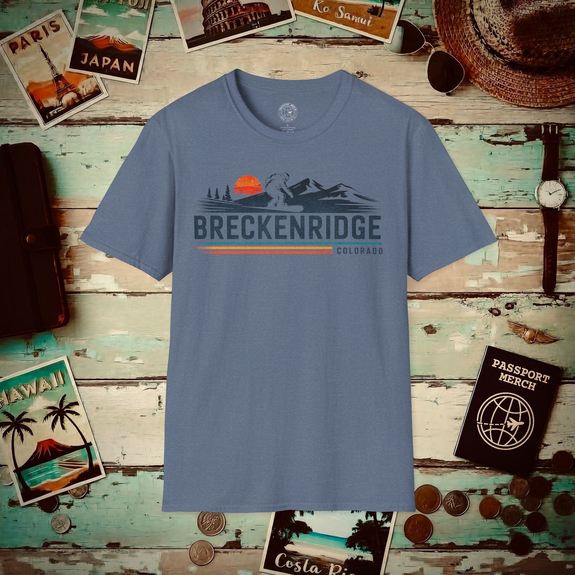 Breckenridge Colorado - Vibrant Ski Retro T-Shirt Heather Indigo / S