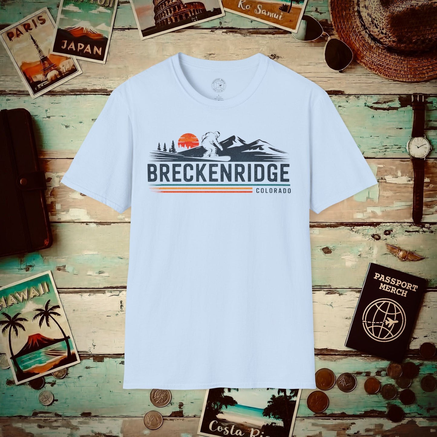 Breckenridge Colorado - Vibrant Ski Retro T-Shirt Light Blue / S