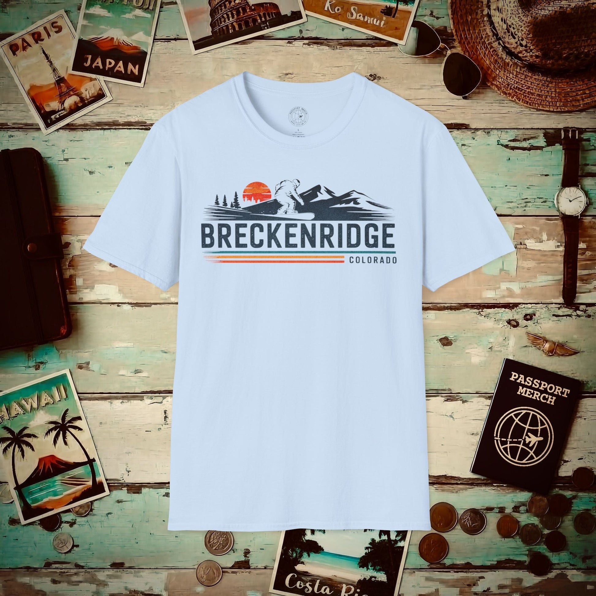 Breckenridge Colorado - Vibrant Ski Retro T-Shirt Light Blue / S