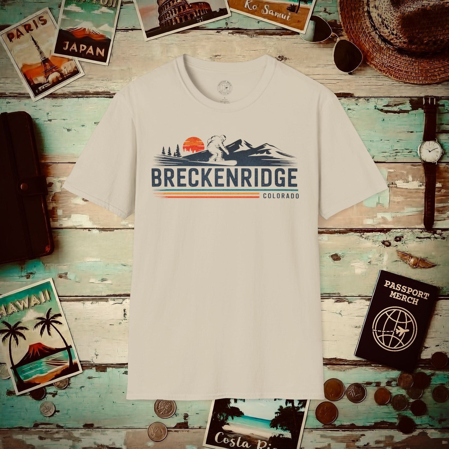 Breckenridge Colorado - Vibrant Ski Retro T-Shirt Sand / S