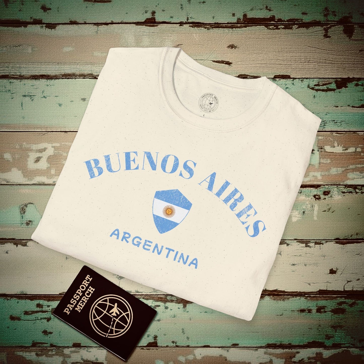 Buenos Aires with Flag Shield Argentina T-Shirt Natural / S
