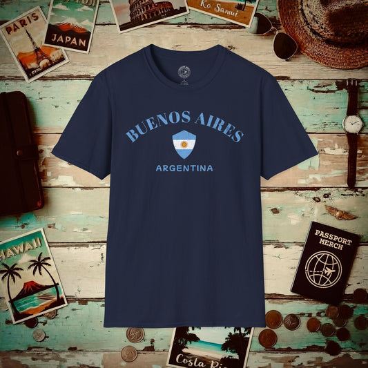 Buenos Aires with Flag Shield Argentina T-Shirt Navy / S