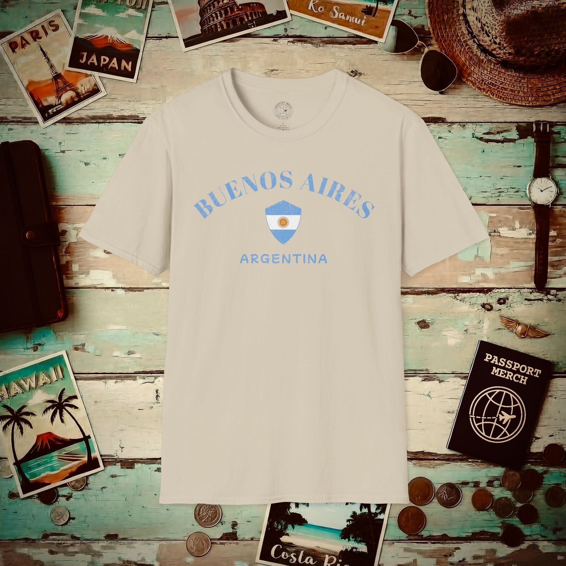 Buenos Aires with Flag Shield Argentina T-Shirt Sand / S