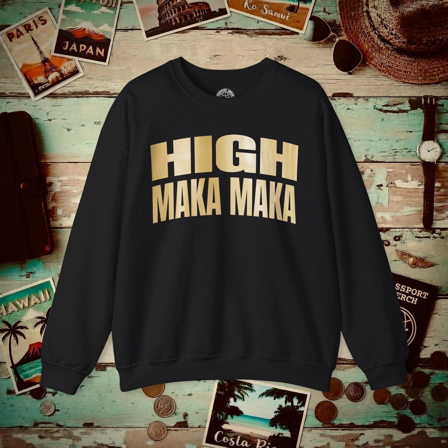 Bullion Gold High Maka Maka, Hawaii Crewneck Black / S