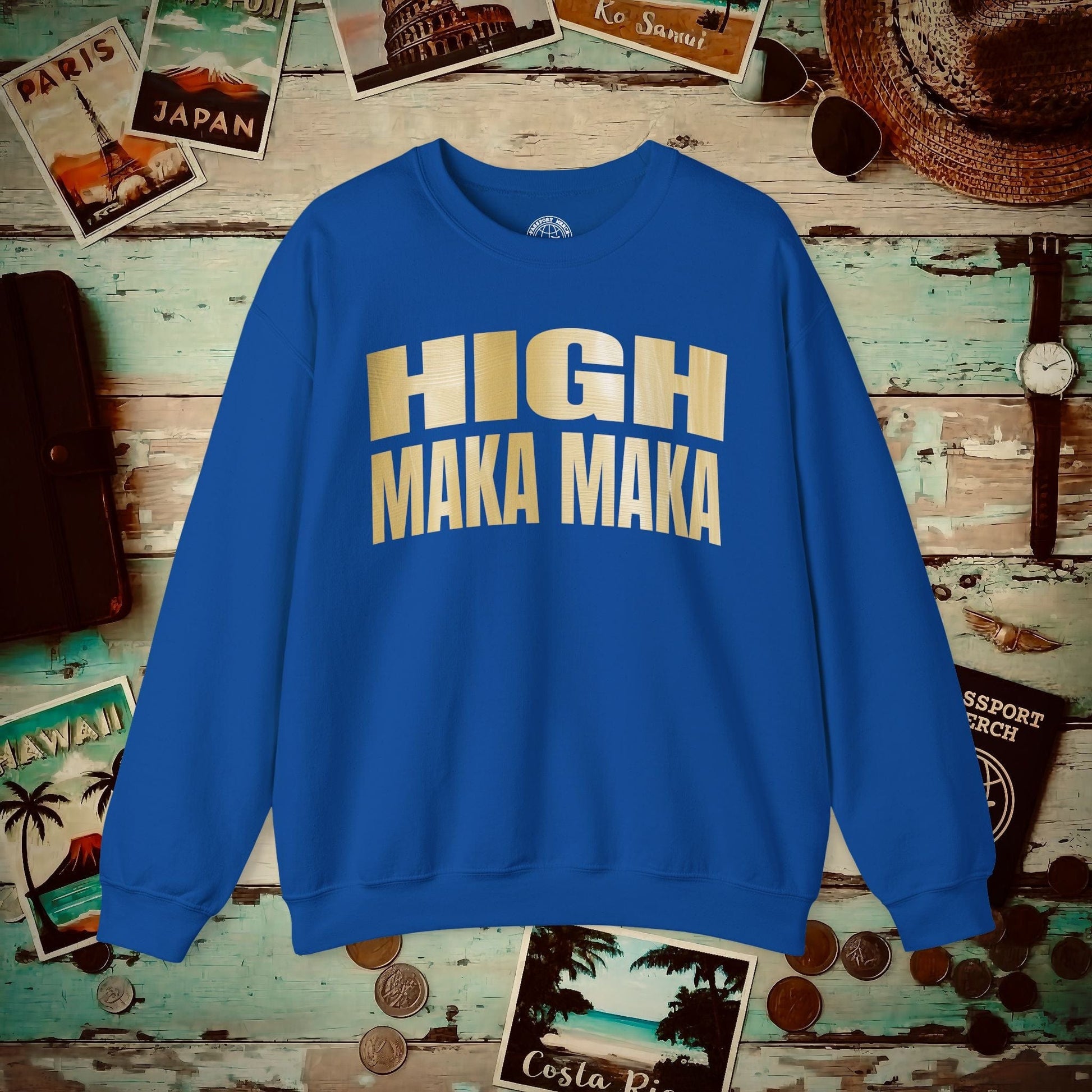 Bullion Gold High Maka Maka, Hawaii Crewneck Royal / S