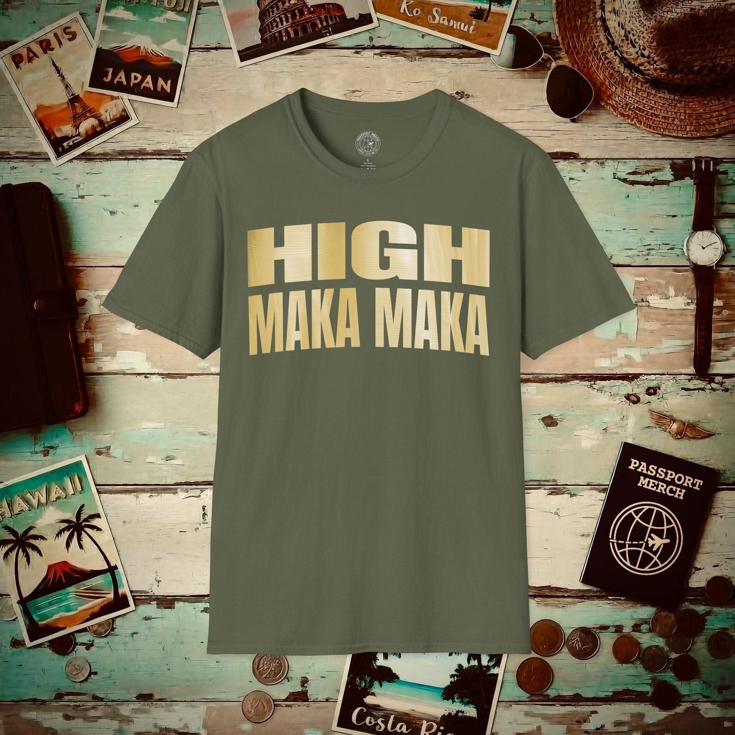 Bullion Gold High Maka Maka, Hawaii T-Shirt Military Green / S