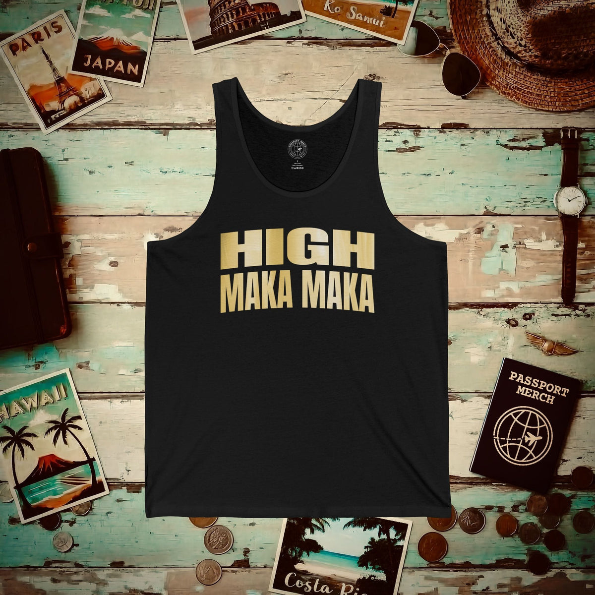 Bullion Gold High Maka Maka, Hawaii Tank Top Black / XS