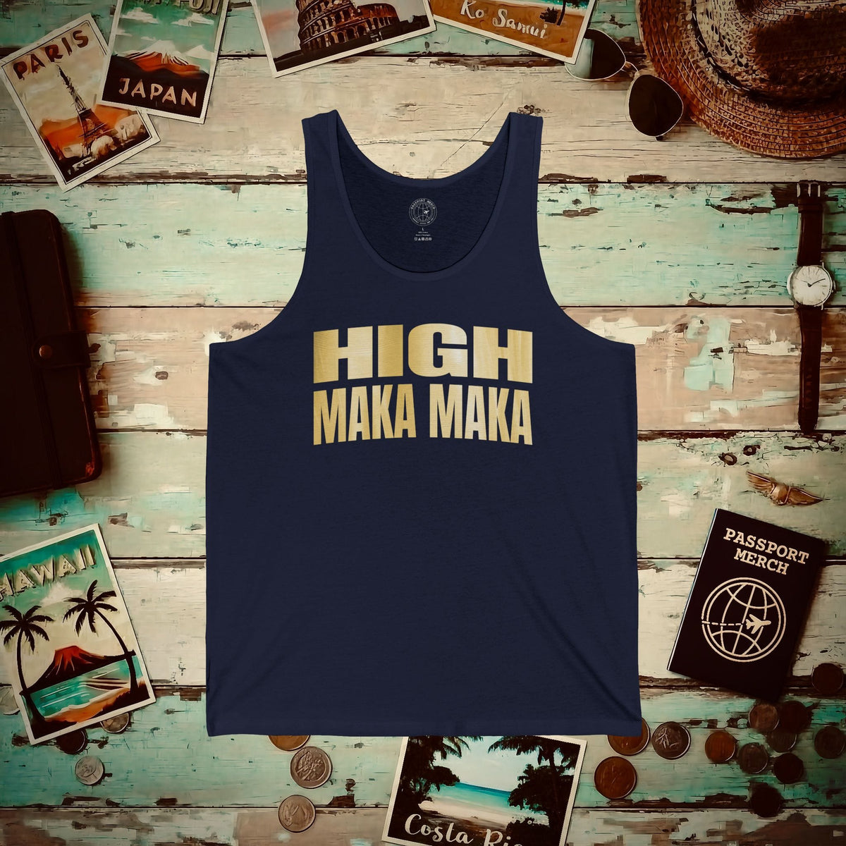 Bullion Gold High Maka Maka, Hawaii Tank Top Navy / XS