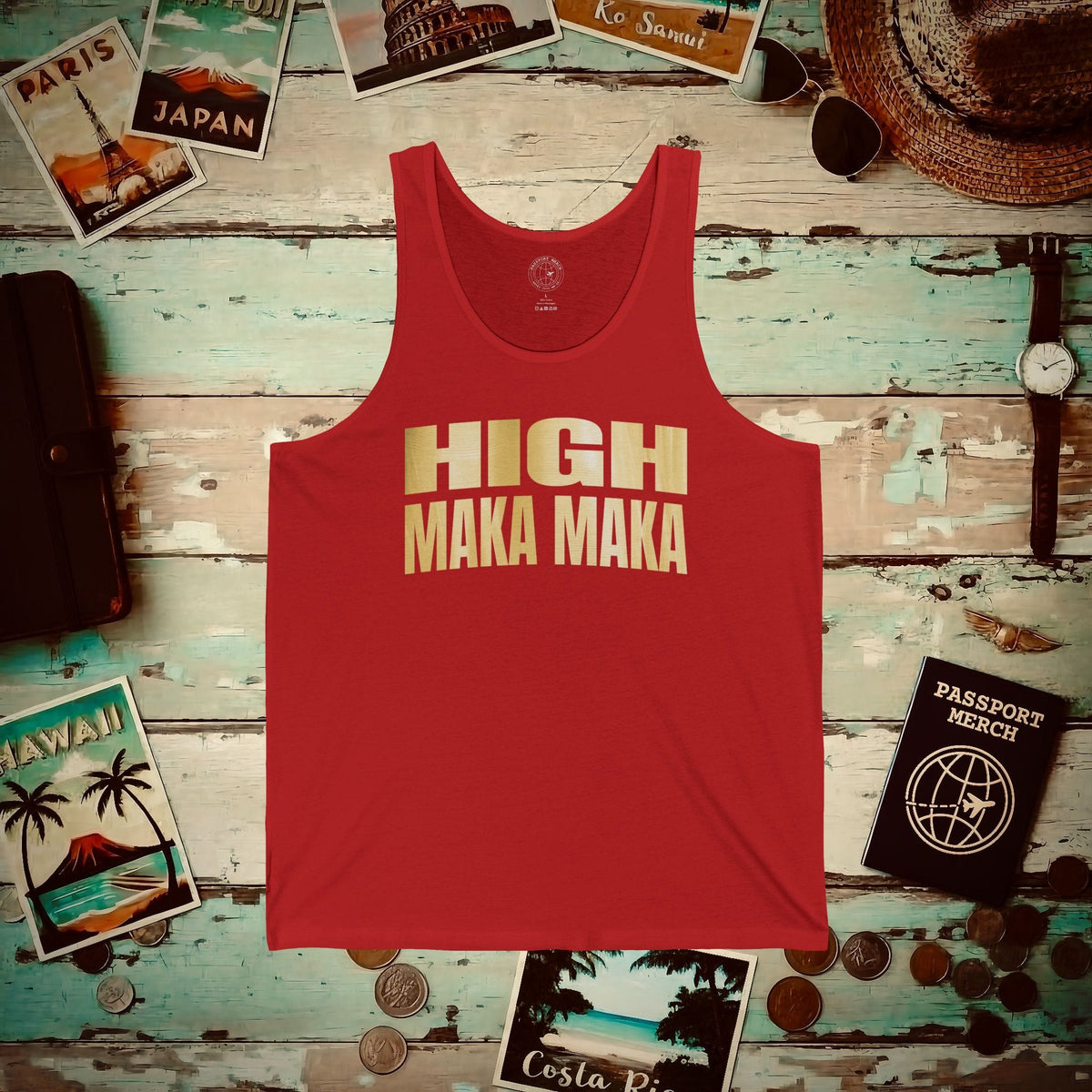 Bullion Gold High Maka Maka, Hawaii Tank Top Red / XS