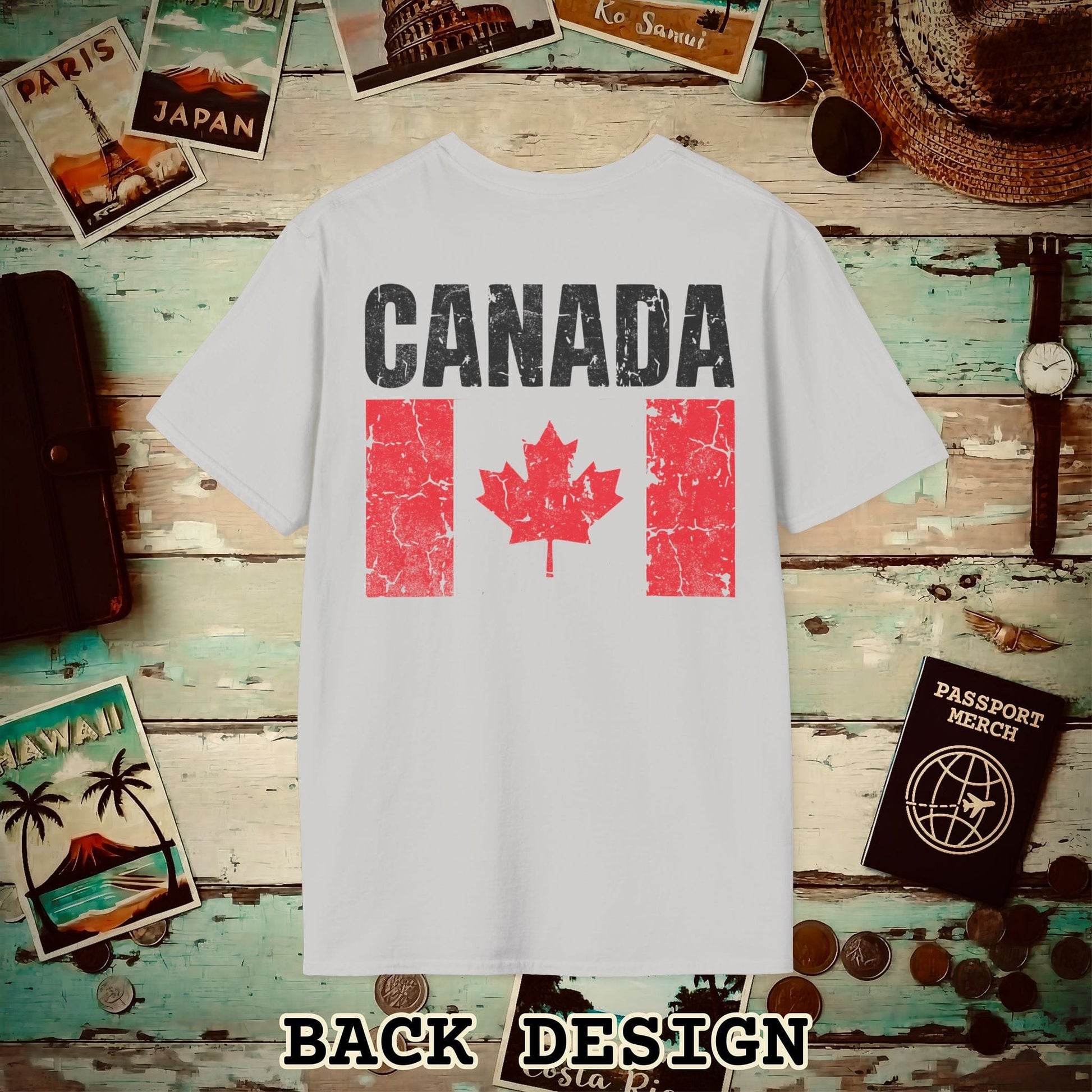 Canada Vintage Flag Back Print T-Shirt Ice Grey / S