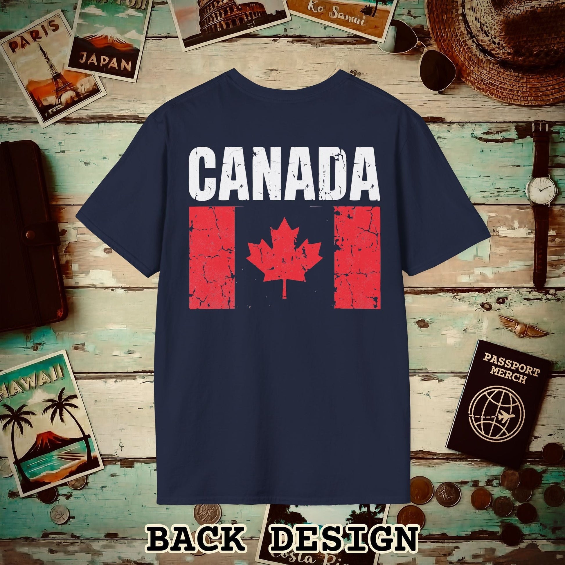 Canada Vintage Flag Back Print T-Shirt Navy / S
