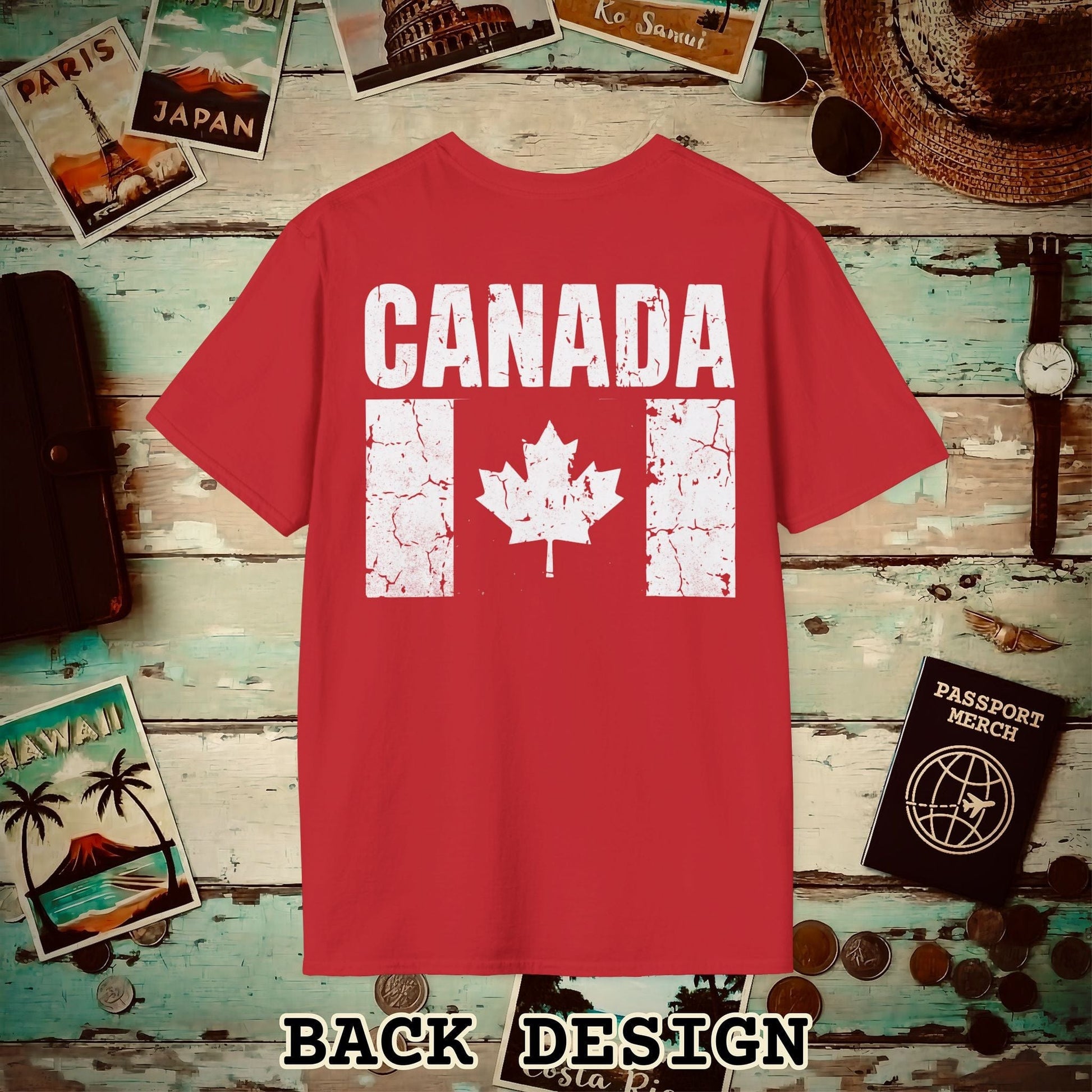 Canada Vintage Flag Back Print T-Shirt Red / S