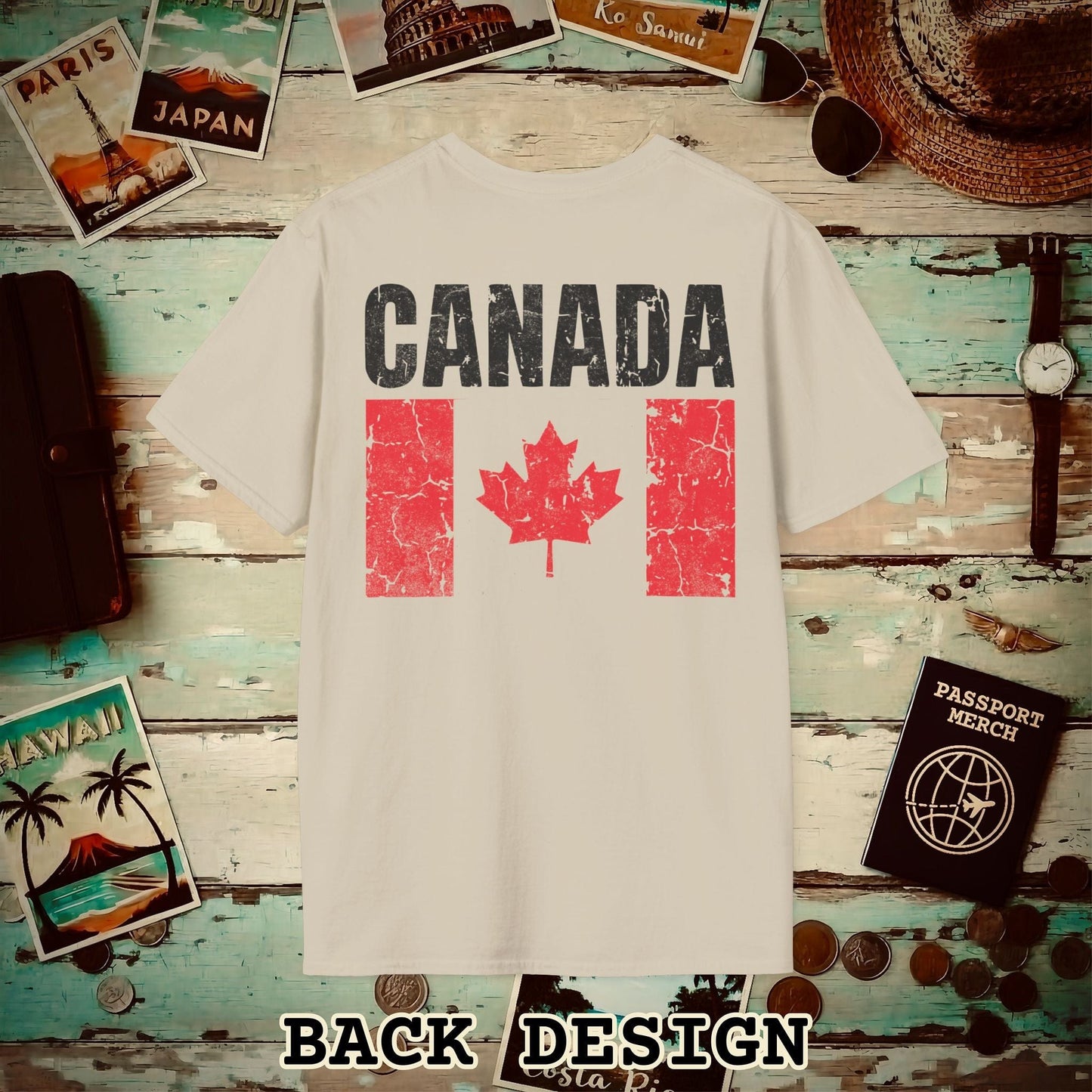 Canada Vintage Flag Back Print T-Shirt Sand / S