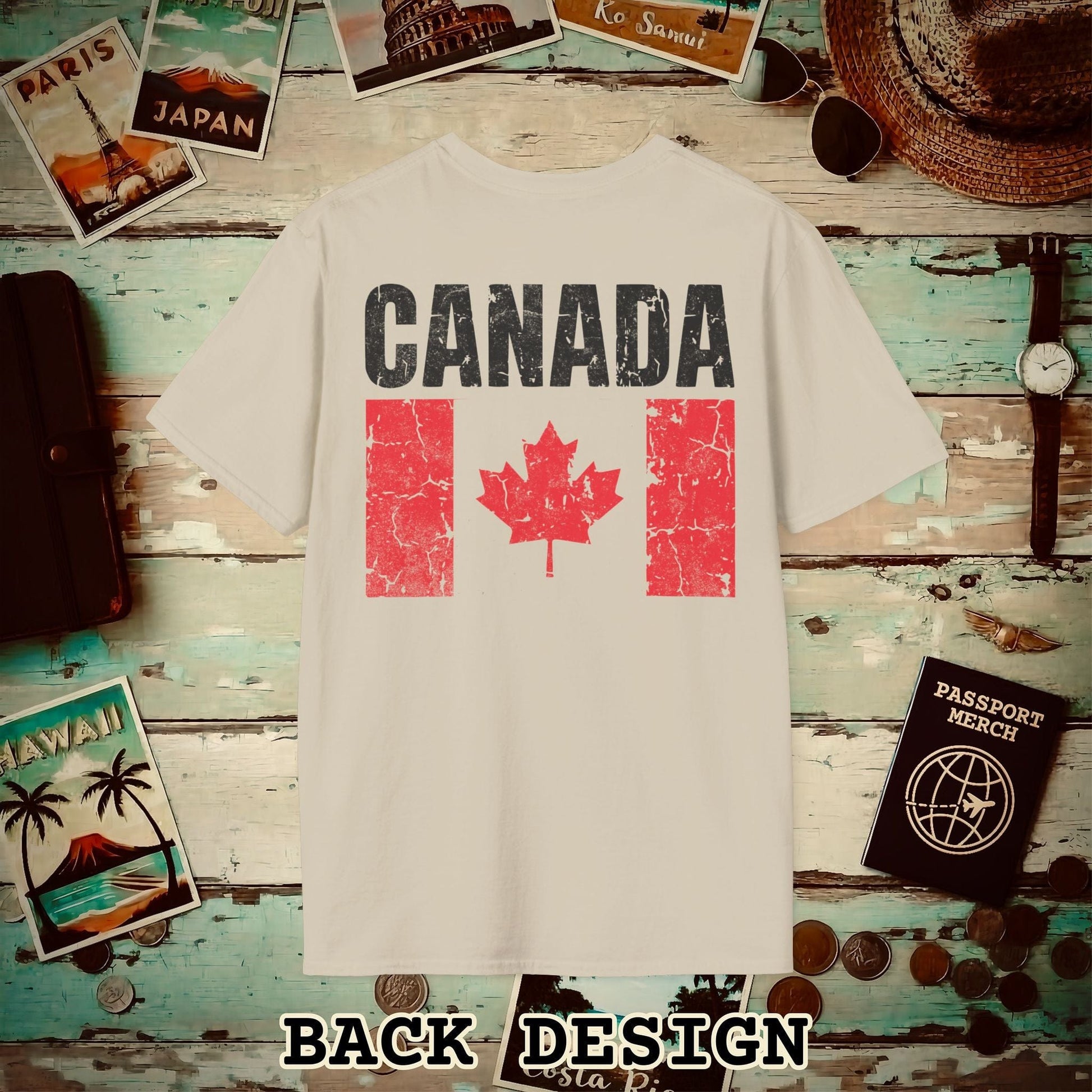Canada Vintage Flag Back Print T-Shirt Sand / S