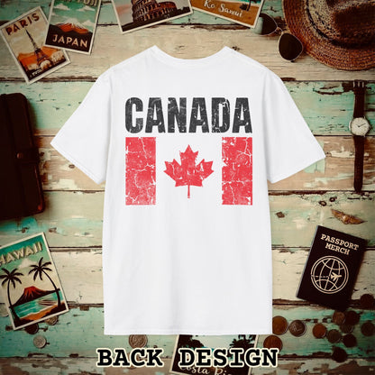 Canada Vintage Flag Back Print T-Shirt White / S