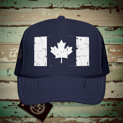 Canada Vintage Flag Trucker Hat Dark Navy / One size